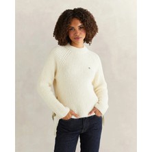 Gant Women's Cream Cropped Fit Crew Neck Knit Sweater
