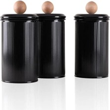 The Mia Stripe Tea Coffee Sugar Canister Black 1,20 Lt