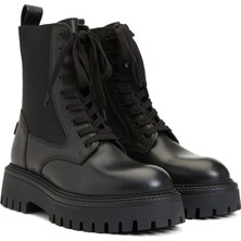 Divarese Black Dıvarese Black Black Women's Leather Thick Sole Boots