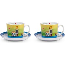 Egan Italy Le Casette Tea Cup Set Of 2 Blue