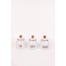 Emaylab Motto Tea Coffee Sugar 3-Piece Enamel Spice Jar Set