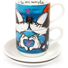 Egan Italy Love Sweet Love 2-Piece Blue Espresso Cup Set