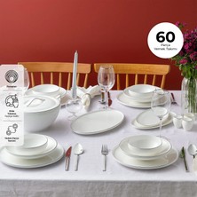 Emsan Fine Bone Freya 60-Piece Round Dinnerware Set For 12 Platinum