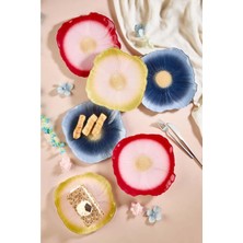Lora Bianca Alba Set Of 6 Flower Cake Serving Plates Multicolor