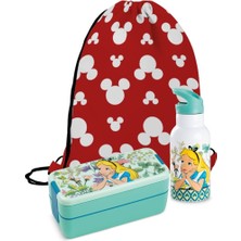 Egan Italy Disney Alice Tales Set Lunch Box, Thermos Bottle And Lunch Bag Set