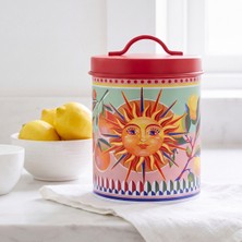 Baci Milano Dolce Vita Lemon & Orange Pattern Yellow Green Stainless Steel Vacuum Cylinder Storage Canister Ø 11 Cm, H 18 cm
