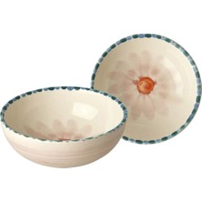 Rice Handmade Ceramic Bowl - Pink Flower