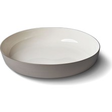 Esma Dereboy Capsule Handmade Porcelain Round Salad Bowl 24 cm Stone/ıvory