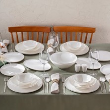 Emsan Alya New Bone 53-Piece Round Dinnerware Set For 12 People White Gold