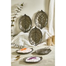Lora Bianca Liva 6-Piece Set Leaf-Shaped Glass Serving Plate - Appetizer Serving Plate - 6 Pcs
