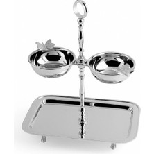 LuckyArt Lucky Art Butterfly Detailed Tiered Steel Tray And Snack Bowl Set