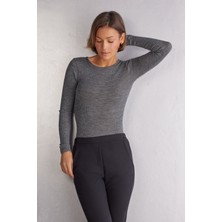 Intimissimi Silk And Wool Wide Round Neck Long Sleeve Top