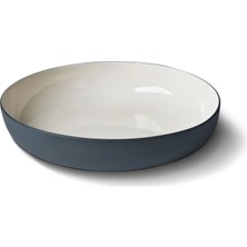 Esma Dereboy Capsule Handmade Porcelain Round Salad Bowl 24 cm Black/ıvory