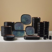 Karaca Earth Collection Galactic Shiny Black 55-Piece Dinnerware Set For 12