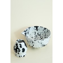 Beige & Stone Ceramic Matte Black Speckled Matcha Bowl And Whisk Holder Set