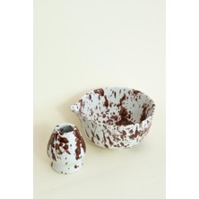 Beige & Stone Ceramic Glossy Brown Speckled Matcha Bowl And Whisk Holder Set