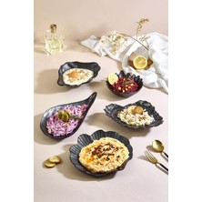 Lora Bianca 5 Piece Black Sea Breeze Glass Appetizer Serving Plate Set