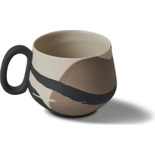 Esma Dereboy Tube Colour Wave Handmade Porcelain Coffee Cup 100 ml Black/stone/ıvory
