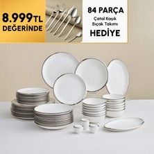 Karaca Stream Bone Ekinoks 53-Piece Dinnerware Set For 12 Platinum