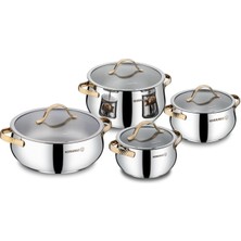 Korkmaz Samara 8-Piece Gold Cookware Set A1964-1