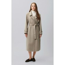 Network Limited Beige Melange Cashmere Wool Blend Coat