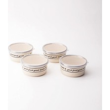 Emaylab Mood Enamel Set Of 4 Lidded Snack, Breakfast, Jam, Olive, Serving Bowls 8cm 200 ml