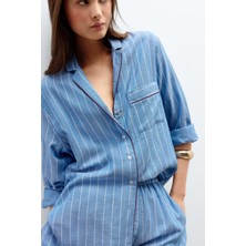 Intimissimi Preppy Stripes Cotton Canvas Shirt