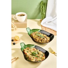 Lora Bianca Mora Set Of 2 Large Eggplant-Shaped Glass Salad/appetizer Serving Bowls