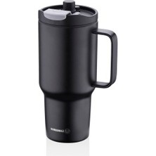 Korkmaz Freedom 1 Litre Black Tumbler Thermos With Straw A5577