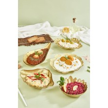 Lora Bianca 5 Piece Gold Sea Breeze Glass Appetizer Serving Plate Set