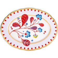 Baci Milano Mamma Mia Leaf Pattern Oval Serving Plate 34 cm x 25 cm