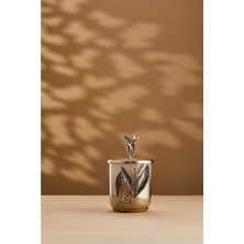 Cornella Ivy Antique Gold Detail Cream Ombre Glass Jar Small Mouth: 12 cm x Height: 13 cm x Total: 20 cm