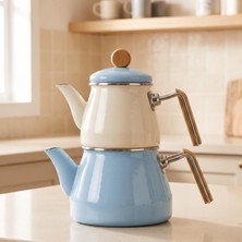 Bambum Lumino Enamel Teapot Set With Bamboo Handle
