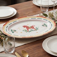 Baci Milano Mamma Mia Red Horse Pattern Oval Serving Plate
