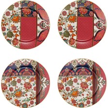 LuckyArt Lucky Art Etro Bone 20 cm Set Of 4 Round Plates