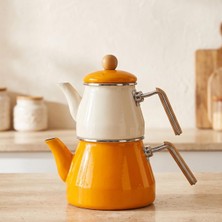 Bambum Lumino Enamel Teapot Set With Bamboo Handle