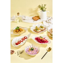 Lora Bianca 5 Piece White Sea Breeze Glass Appetizer Serving Plate Set