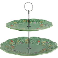 LuckyArt Lucky Art Vinea Ceramic Green Two-Tier Cake Stand 27 cm