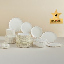 Karaca Red Carpet Collection Fine Pearl Extra Shell 55-Piece Dinnerware Set For 12 Gold