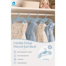 Dolphfin Prenses Elbise Askısı 4’lü Plastik Bebek Çocuk Kıyafet Askısı Dolap Içi Düzenleyici 30X16 cm - Mavi