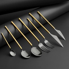 Jumbo 9100 Matte Gold 84-Piece Cutlery Set For 12 People