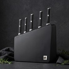 Jumbo Katana 6-Piece German Steel Black Knife Set With Stand