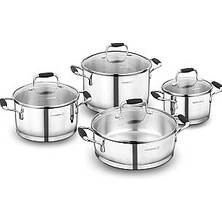 Korkmaz Flora 8-Piece Black Cookware Set A1979
