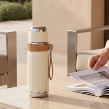 Jumbo Magic Cream Thermos With Straw 850 ml - Cream