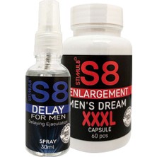 Stımul8 (S8) Erkekıere Özel DELAY30 Mlsprey + Özel Xxxlşekillendirme 60 Lı Caps En Boy Ebat