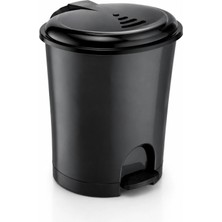 Dolphfin 12 Litre Pedallı Çöp Kovası Plastik Kapaklı Banyo Mutfak Ofis Çöp Kutusu - Siyah