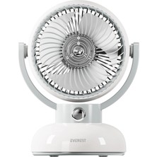 Pileli Store Everest EFN12 Krem 3 Kademeli Hız Masaüstü Kullanım Taşınabilir Dahili 1200MAH Bataryalı USB Şarj Girişli VANTILATÖR(1923)