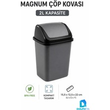 Dolphfin Magnum 2 Litre Sallanır Kapaklı Mini Çöp Kovası Masaüstü Banyo Mutfak Antrasit