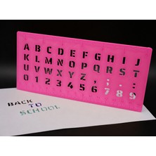 3D Baskı Alfabe, Rakam ve Cetvel Şablonu - Yazı Çizim Kalıbı - Pembe