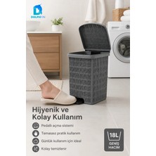 Dolphfin Jute Pedallı Çöp Kovası Kapaklı Büyük Boy Plastik Banyo Mutfak Ofis Atık Kovası 37X31,5X40 cm - Siyah